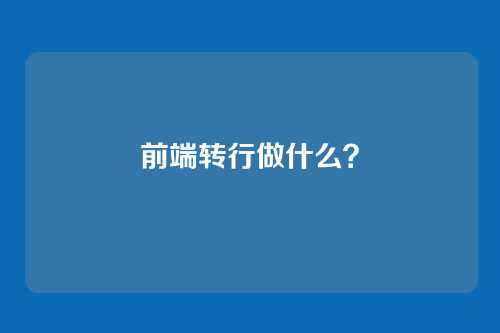前端转行做什么？