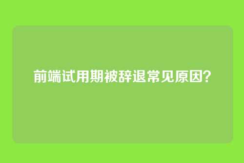 前端试用期被辞退常见原因?