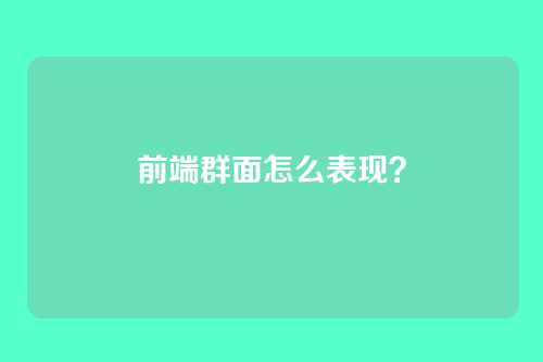 前端群面怎么表现？