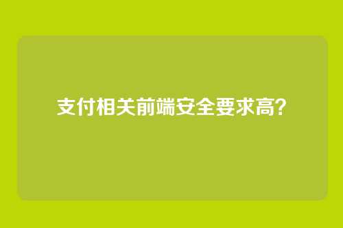 支付相关前端安全要求高?