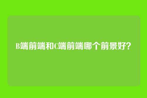B端前端和C端前端哪个前景好？