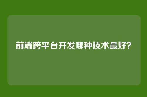 前端跨平台开发哪种技术最好？