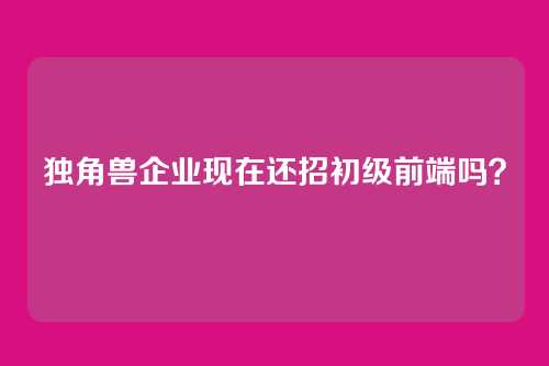 独角兽企业现在还招初级前端吗？