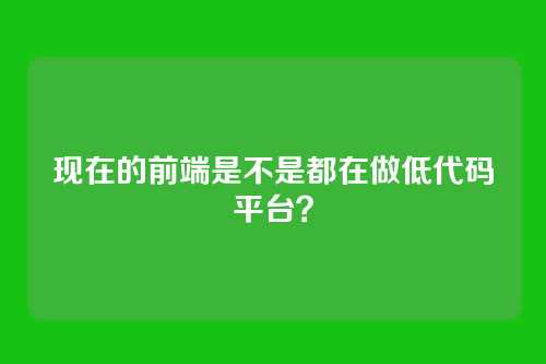 现在的前端是不是都在做低代码平台?