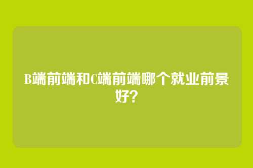 B端前端和C端前端哪个就业前景好？