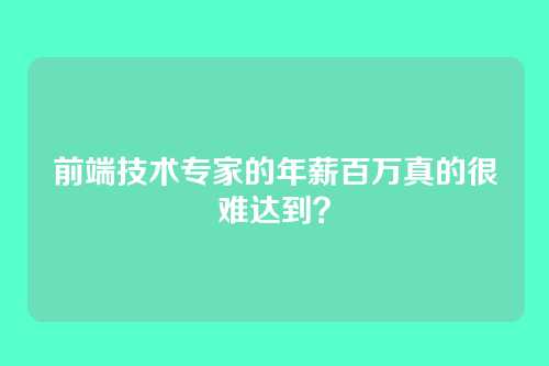 前端技术专家的年薪百万真的很难达到？