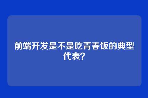 前端开发是不是吃青春饭的典型代表？