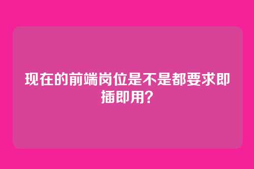 现在的前端岗位是不是都要求即插即用？