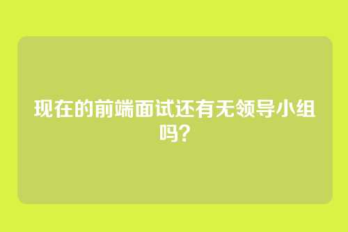 现在的前端面试还有无领导小组吗？