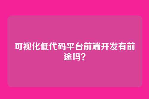 可视化低代码平台前端开发有前途吗？
