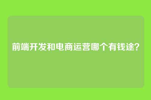 前端开发和电商运营哪个有钱途？