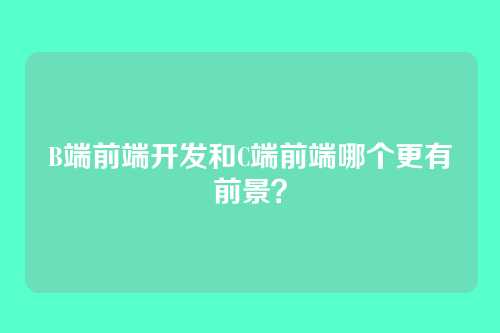 B端前端开发和C端前端哪个更有前景？