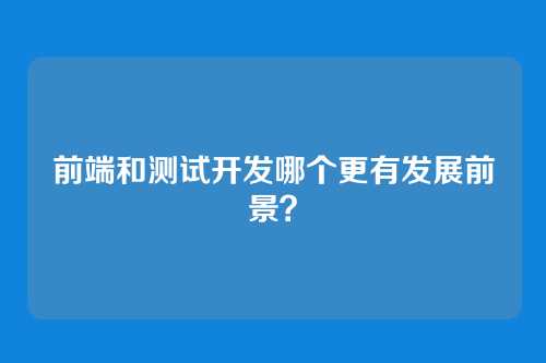 前端和测试开发哪个更有发展前景？