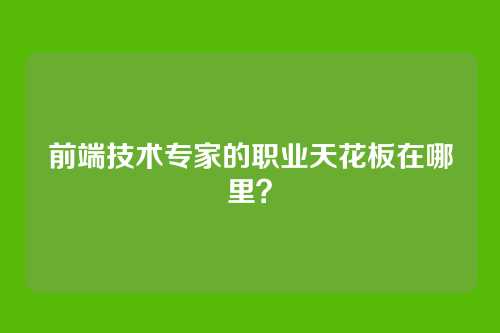 前端技术专家的职业天花板在哪里?