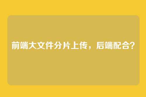 前端大文件分片上传，后端配合？
