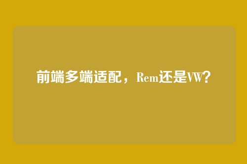 前端多端适配，Rem还是VW？