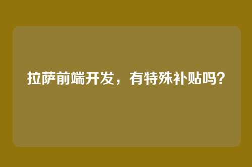 拉萨前端开发,有特殊补贴吗?