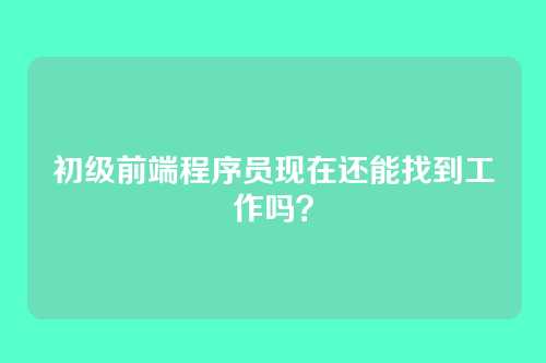 初级前端程序员现在还能找到工作吗？