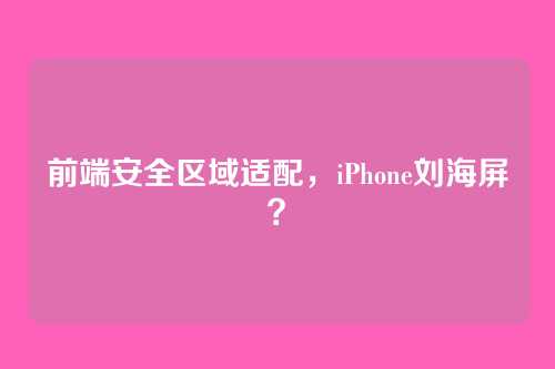 前端安全区域适配，iPhone刘海屏？
