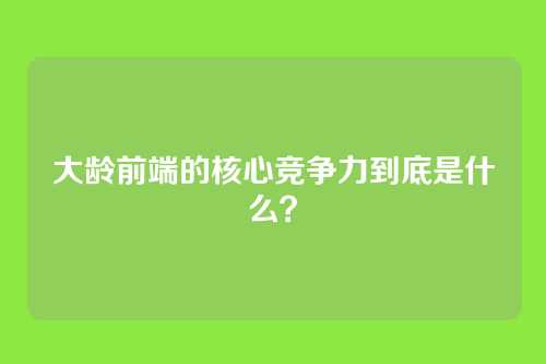 大龄前端的核心竞争力到底是什么?