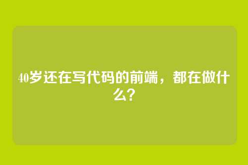 40岁还在写代码的前端，都在做什么？