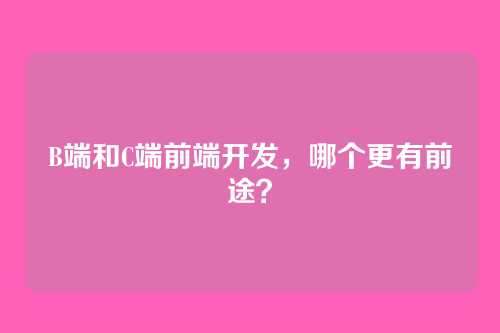 B端和C端前端开发,哪个更有前途?