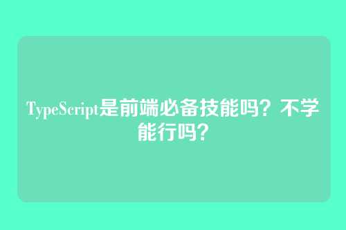TypeScript是前端必备技能吗?不学能行吗?