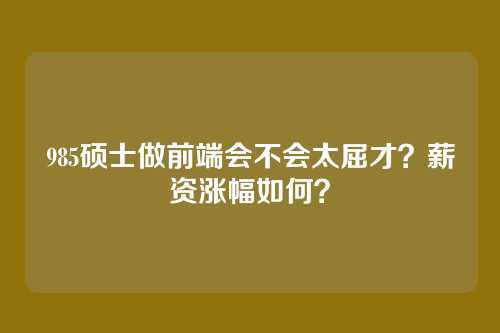 985硕士做前端会不会太屈才？薪资涨幅如何？