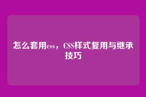 怎么套用css，CSS样式复用与继承技巧