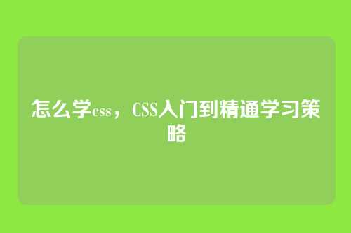 怎么学css，CSS入门到精通学习策略