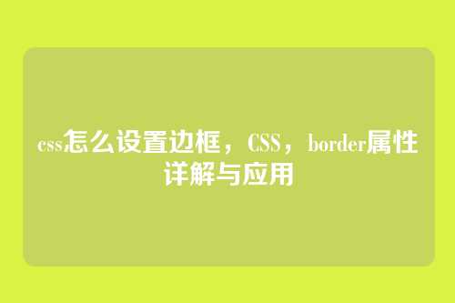 css怎么设置边框，CSS，border属性详解与应用