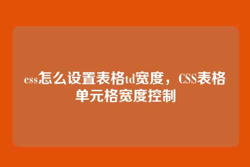 css怎么设置表格td宽度，CSS表格单元格宽度控制