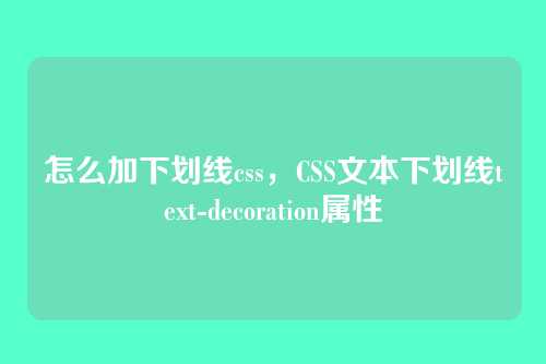 怎么加下划线css，CSS文本下划线text-decoration属性