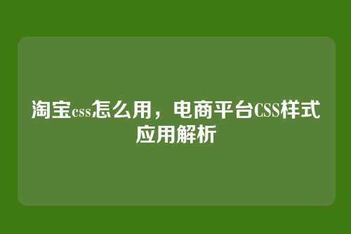 淘宝css怎么用，电商平台CSS样式应用解析