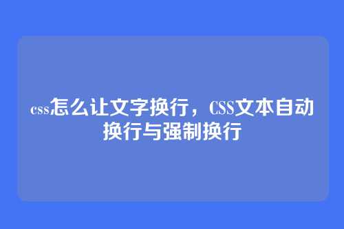 css怎么让文字换行，CSS文本自动换行与强制换行