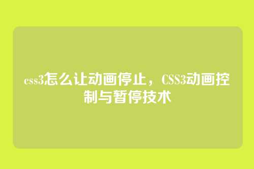 css3怎么让动画停止，CSS3动画控制与暂停技术