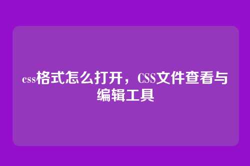 css格式怎么打开，CSS文件查看与编辑工具