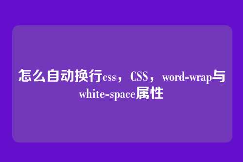 怎么自动换行css，CSS，word-wrap与white-space属性