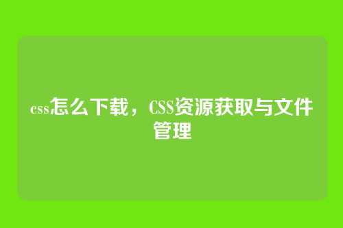 css怎么下载，CSS资源获取与文件管理