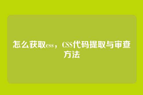 怎么获取css，CSS代码提取与审查方法