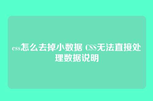 css怎么去掉小数据 CSS无法直接处理数据说明
