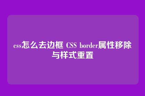 css怎么去边框 CSS border属性移除与样式重置