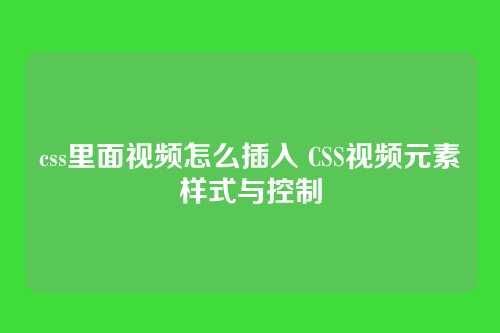 css里面视频怎么插入 CSS视频元素样式与控制
