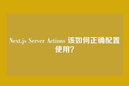 Next.js Server Actions 该如何正确配置使用？