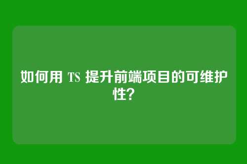 如何用 TS 提升前端项目的可维护性？