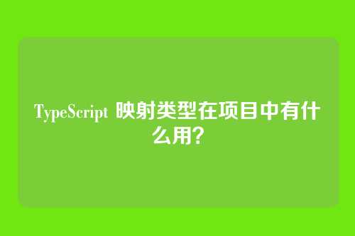 TypeScript 映射类型在项目中有什么用？