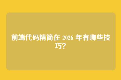 前端代码精简在 2026 年有哪些技巧？