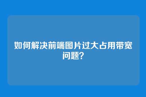 如何解决前端图片过大占用带宽问题？