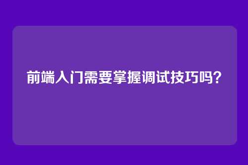 前端入门需要掌握调试技巧吗？