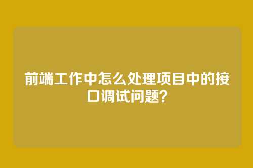 前端工作中怎么处理项目中的接口调试问题？